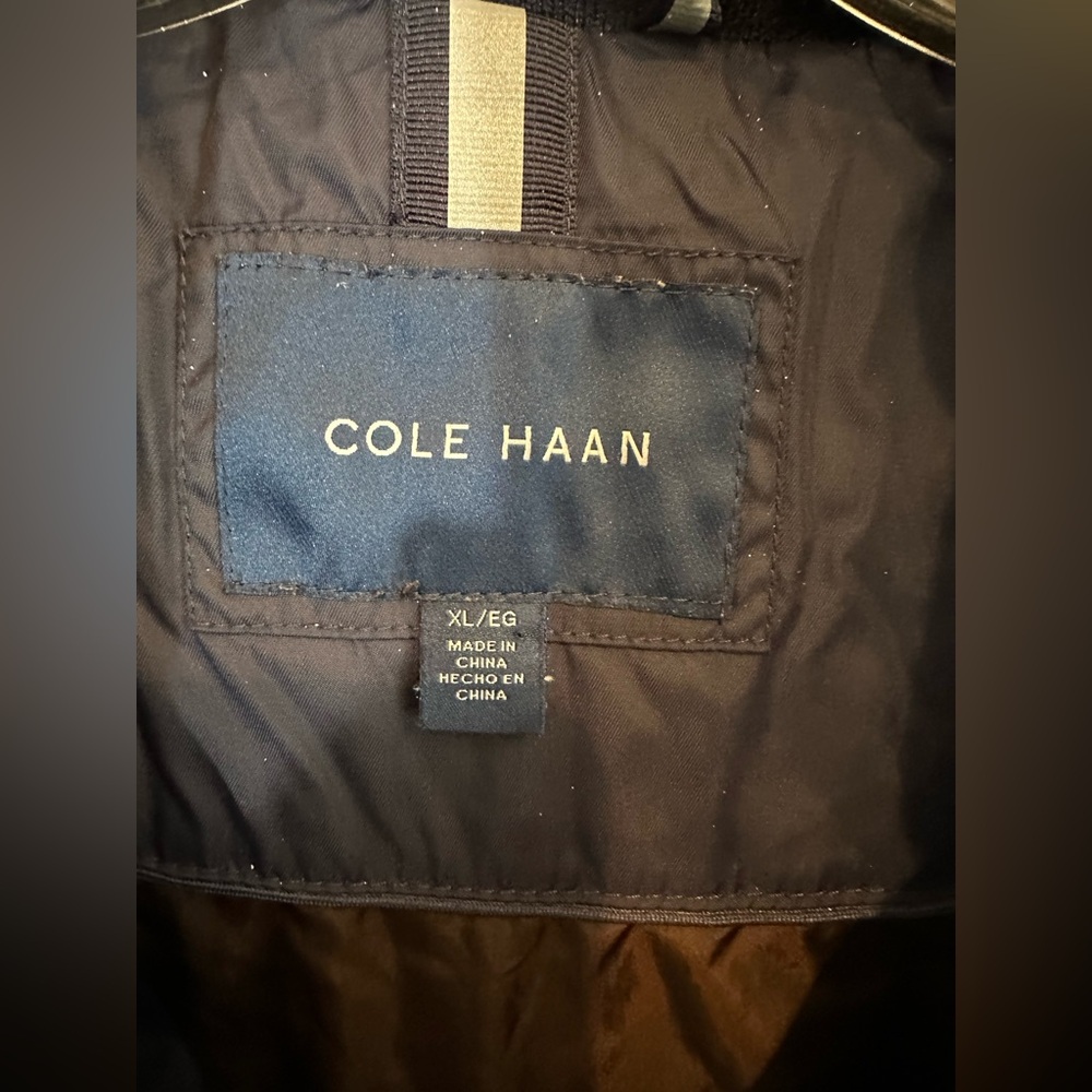 Cole Haan Quilted Navy Jacket XL Snap Zip Lightweight Coat EUC - Picture 5 of 5